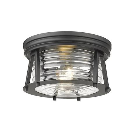 Cape Harbor 2 Light Flush Mount, Matte Black & Clear